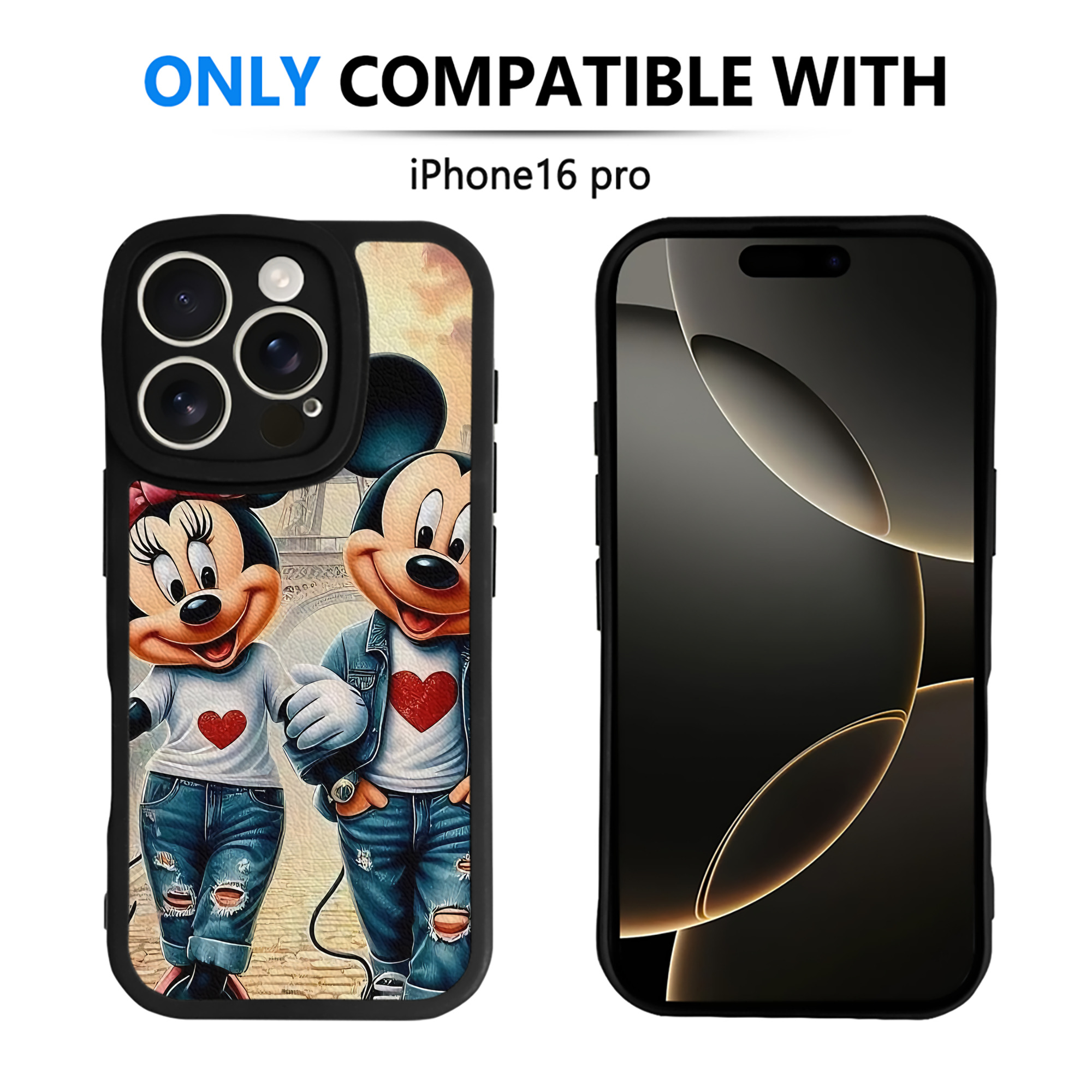 （画像用） ミッキーマウス Mickey Mouse 【iPhone 16シリーズ対応】シリコンスマホケース（レザー調） 材質：シリコン